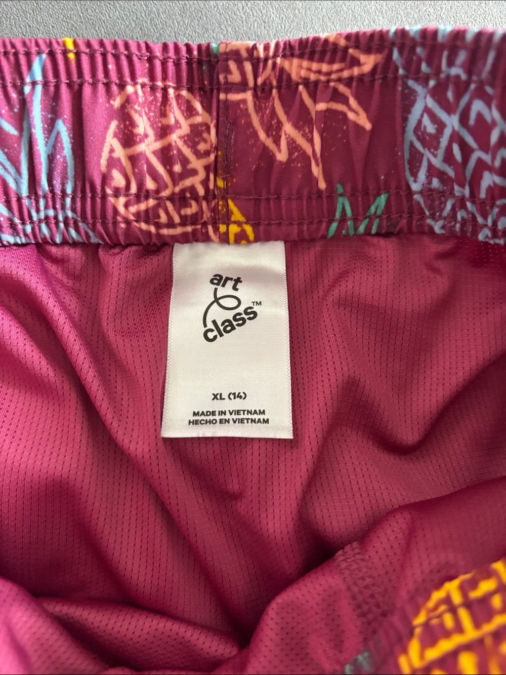 NWT Boys Pineapple Print Swim Trunks Pink Tropical Swim Shorts‎ Size XL 14